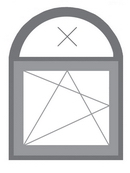 Конфигурация арочного окна с прямоугольной створкой